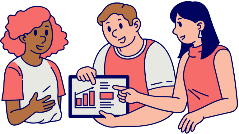 Simple Drawing of University Students Collaborating with a Tablet. Pat Librojo from sketchify