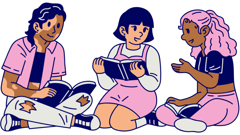 Simple Drawing of University Students Studying and Discussing. Pat Librojo from sketchify.