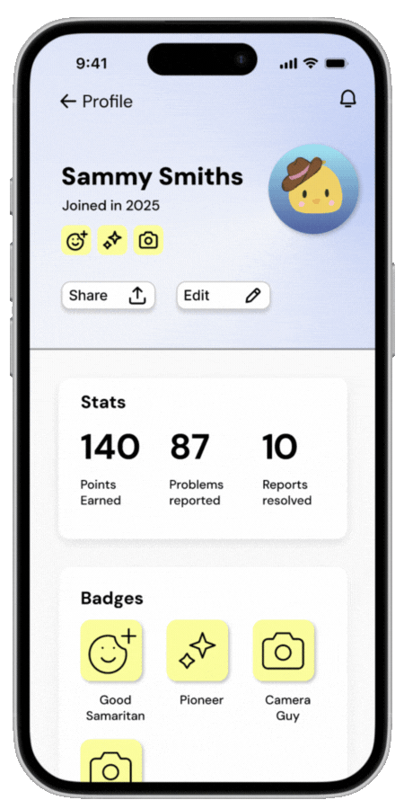 Profile/community engagement wireframe