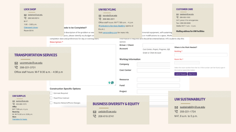 screenshots from contact uw facilities
